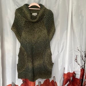 Sisters Olive Green Chunky Knit Cowl Neck Sweater Dress